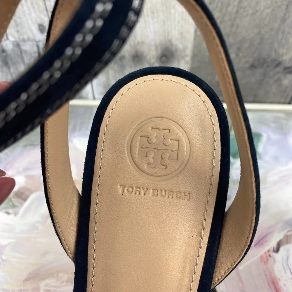 Tory Burch Sea Star Starfish Beaded Pearl Ribbon Tie Strappy Heels Size 10.